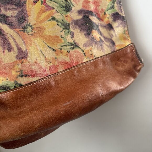 Patricia Nash Tote Leather Floral Pastels Brown Shoulder Bag Book Boho Hippie - Picture 4 of 11
